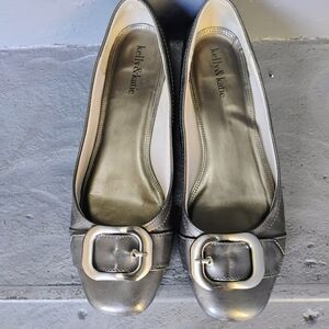 Kelly & Katie Silver Buckle Flats
